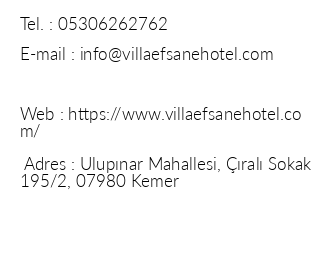 Villa Efsane iletiim bilgileri